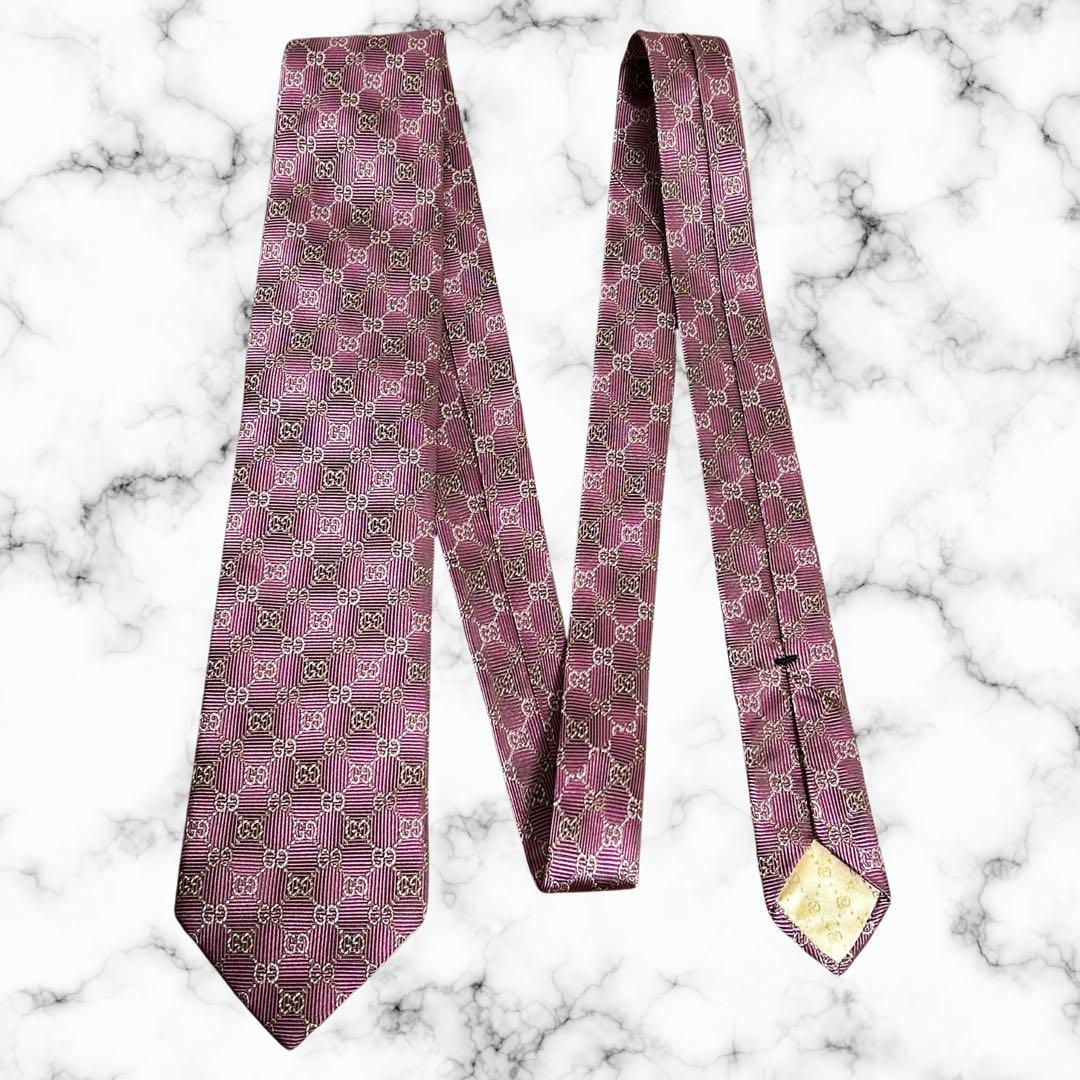 箱付き　GUCCI グッチ　ネクタイ　GGマーモント　GG柄　ジャガード　光沢