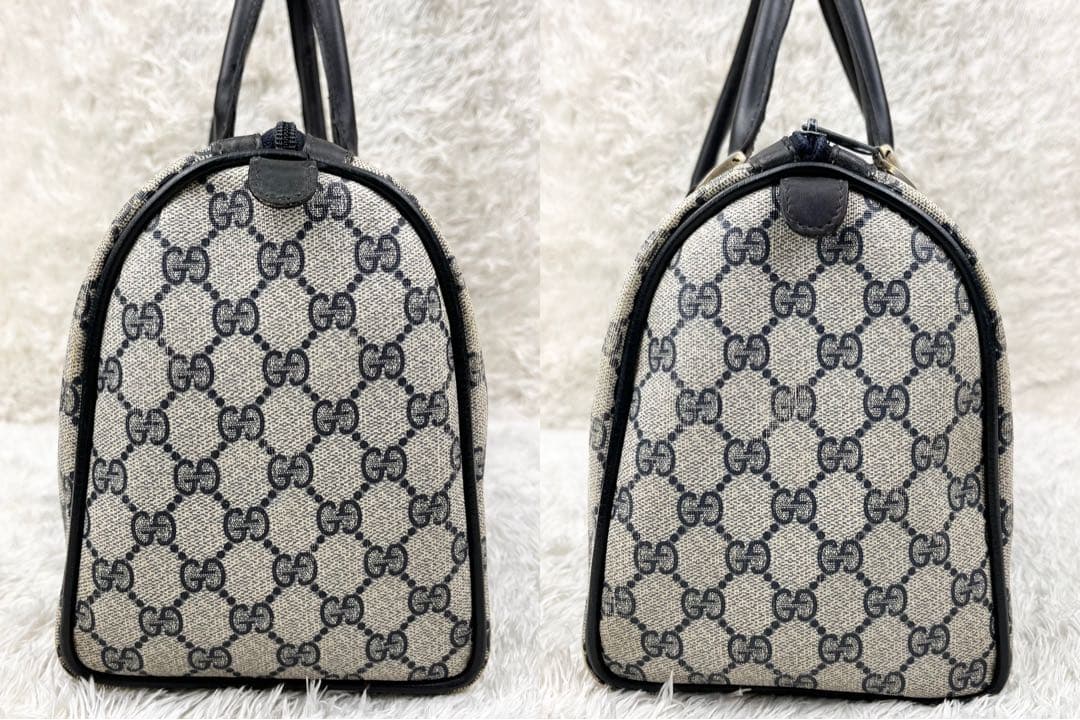 【美品】オールドグッチ シェリーライン GGスプリーム ボストンバッグ ネイビー