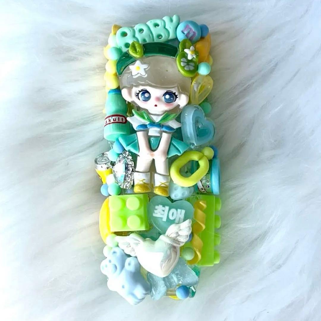 IQOSケースデコ　カラフル　グリーン　水色　イエロー　女の子　平成女児