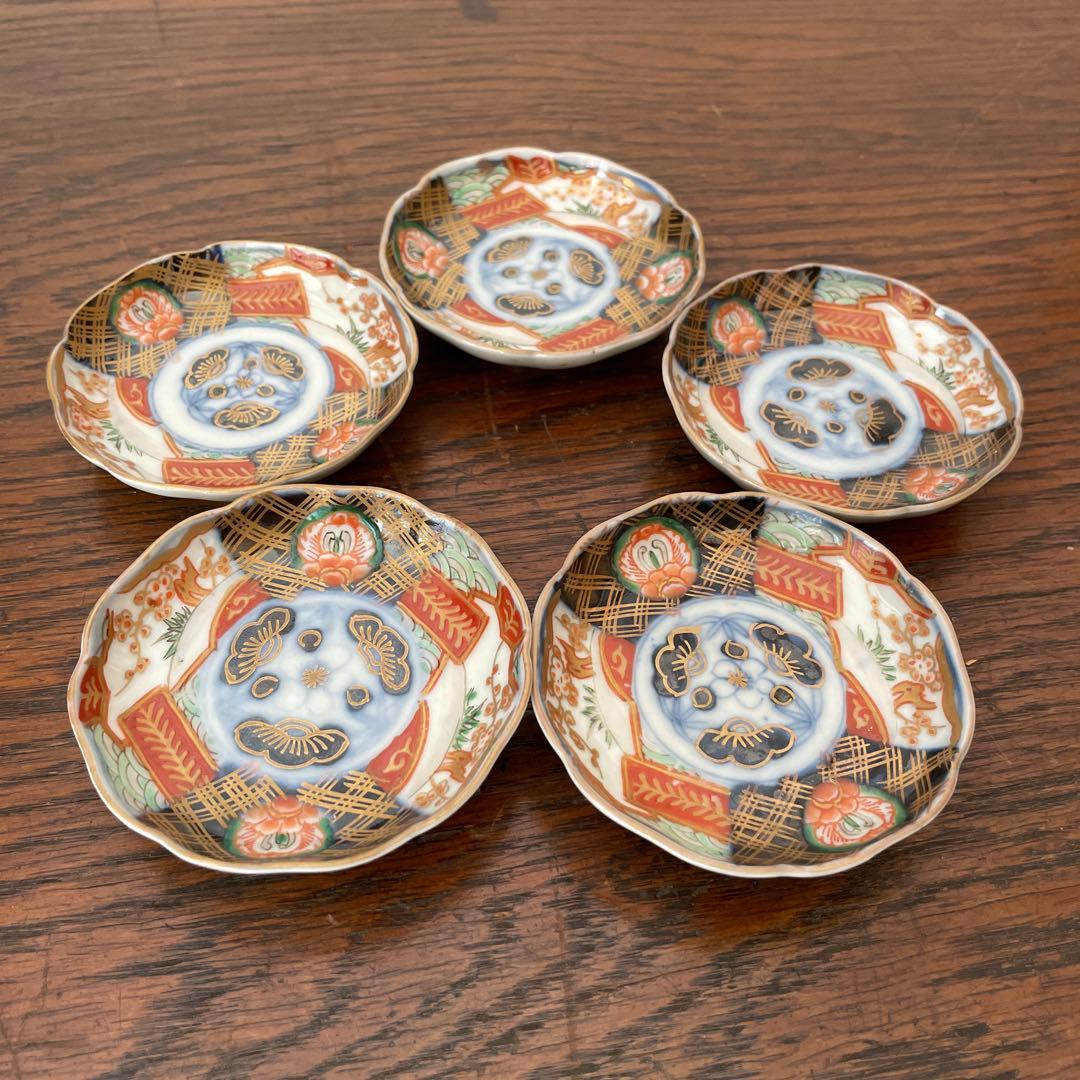 金彩色絵皿　染付　骨董　赤絵　皿　取皿　古美術
