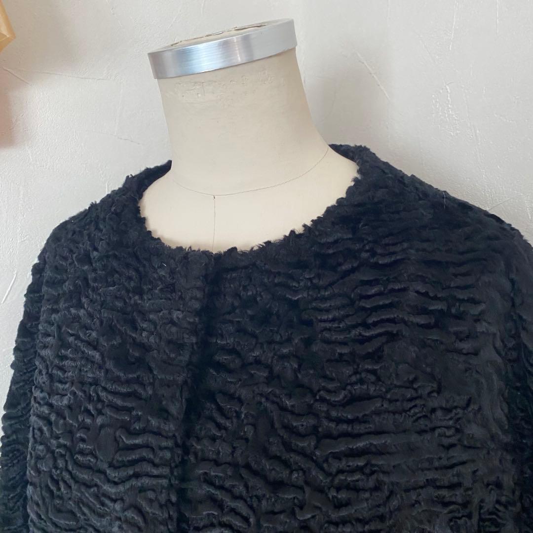 極美品　‘S MaxMara ベロア　ノーカラー　ロングコート　ブラック