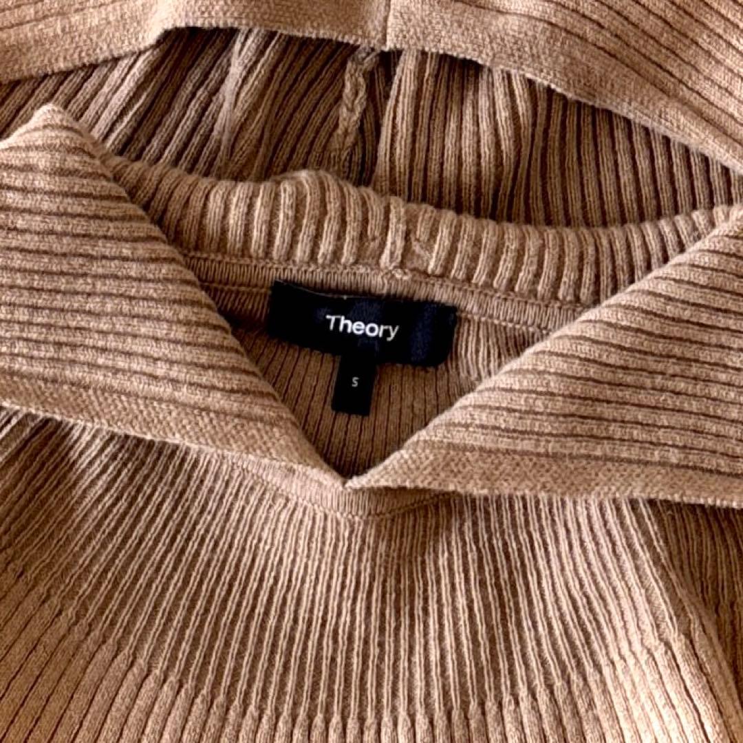 美品 セオリー カシミヤ混 ウール フーデット リブニット キャメル S 近年