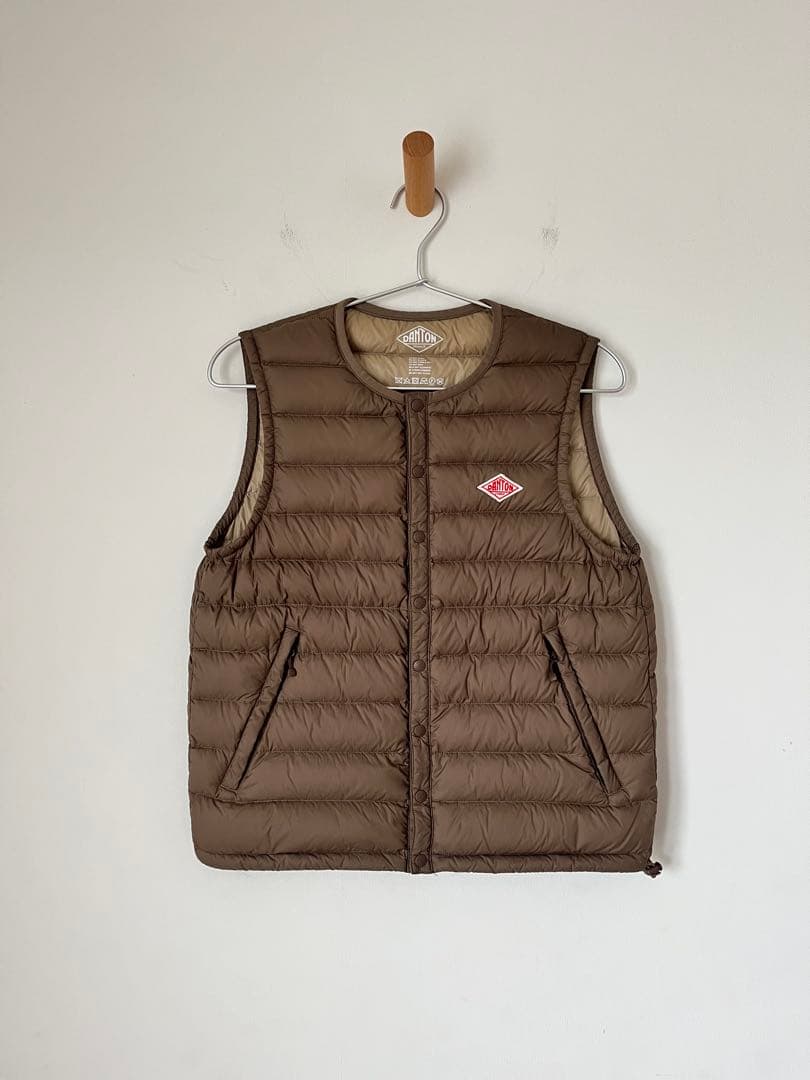 DANTONダントン▪️クルーネックインナーダウンベスト▪️34XS▪️モカ