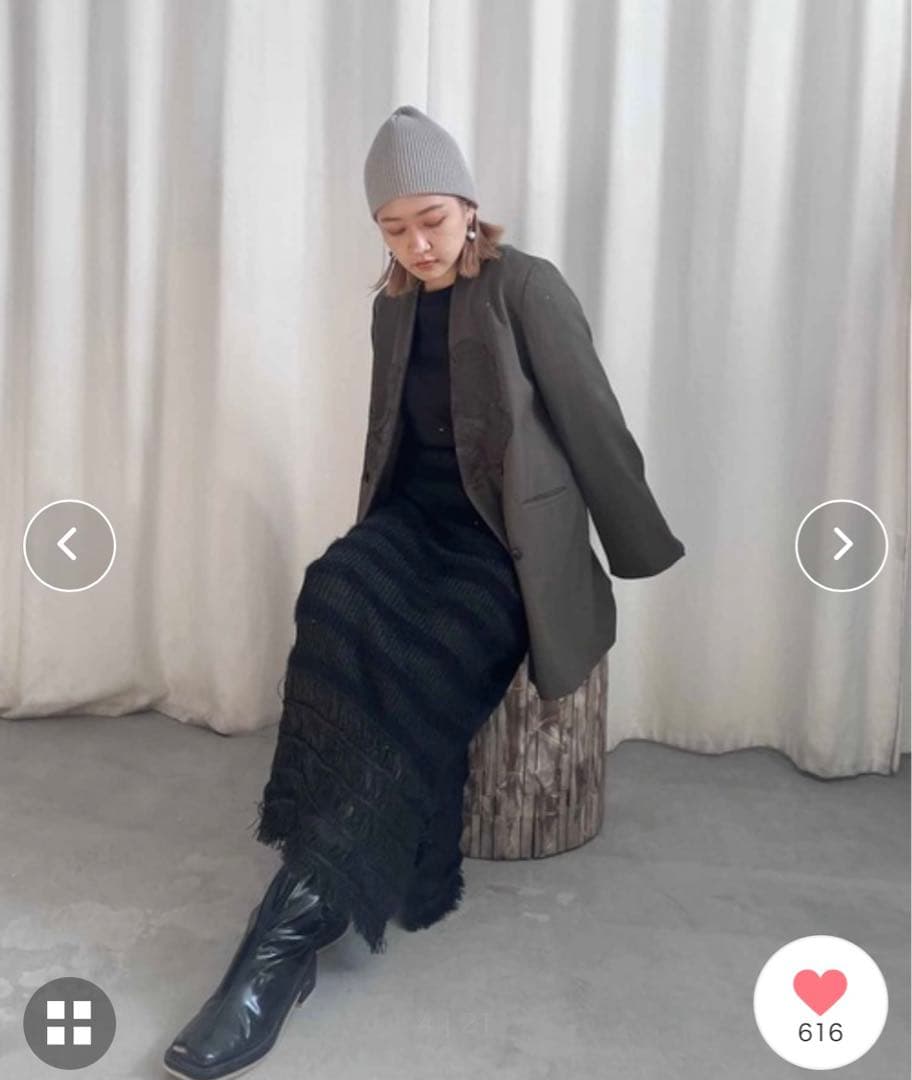 【OG 】FRINGE KNIT I LINE SKIRT