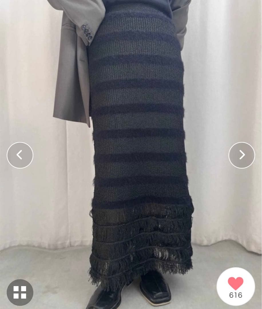 【OG 】FRINGE KNIT I LINE SKIRT