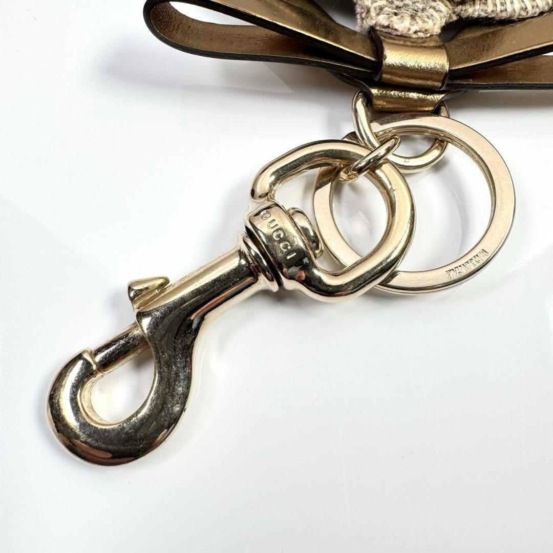 美品 グッチ GUCCI キーリング チャーム グッチョリ ドッグ 犬 GG柄
