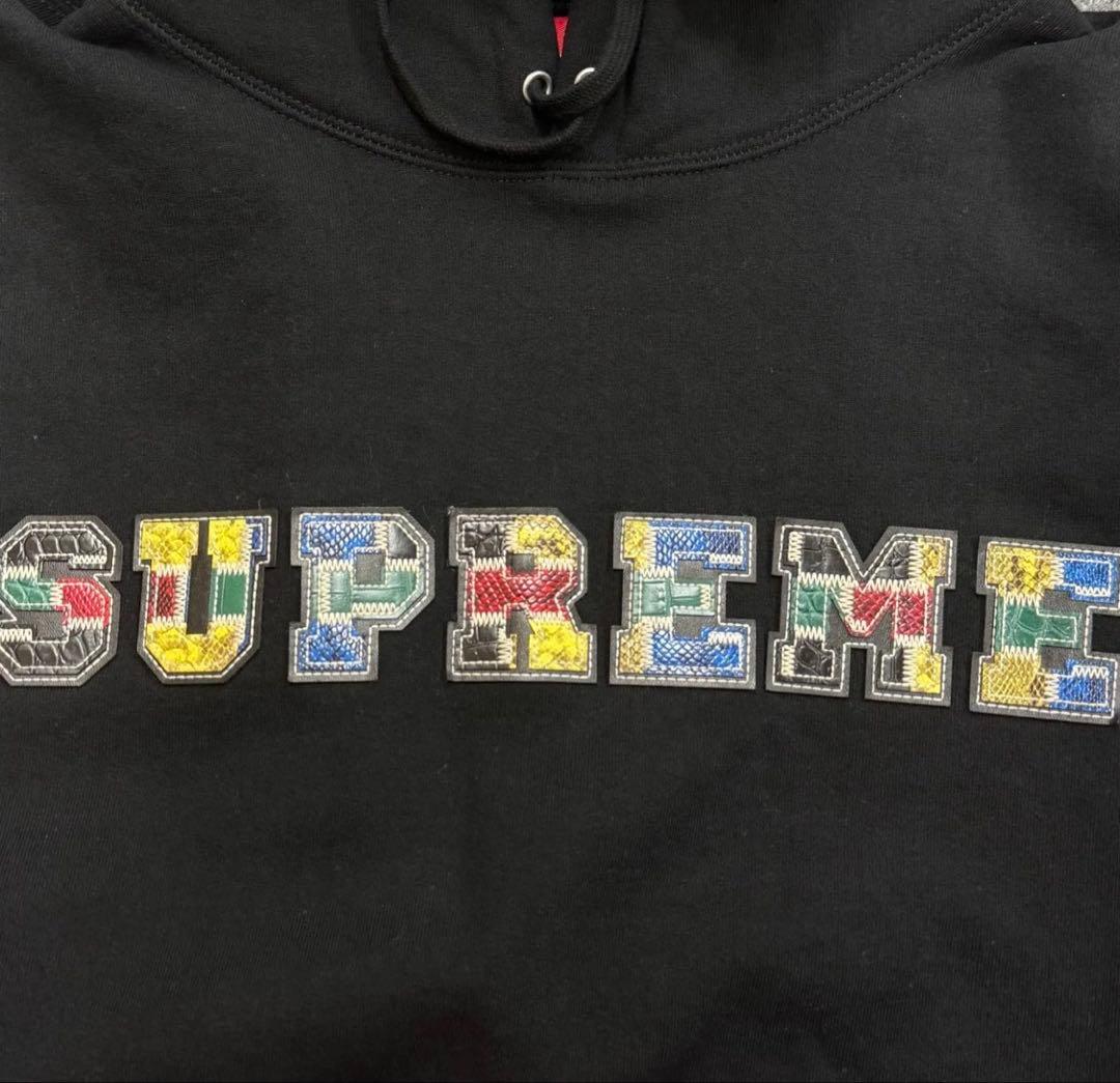 SUPREME カレッジエイトパッチワークレザーパーカー