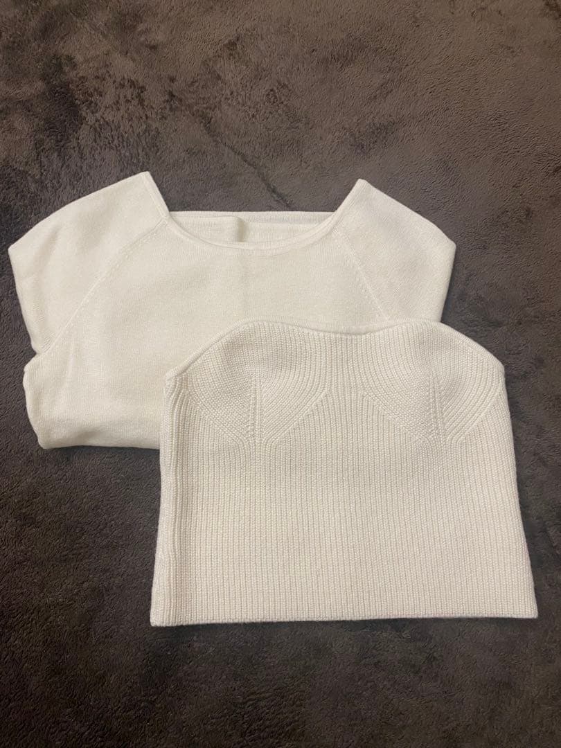 トップス CLANE CLANE BUSTIER SET KNIT TOPS White
