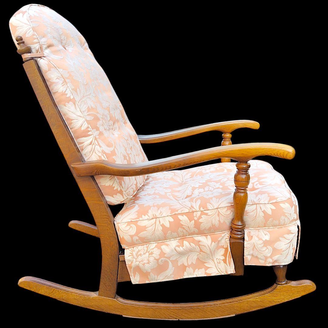 【送料込】飛騨産業 キツツキ 木製フレーム 花柄 ロッキングチェア 家具 椅子