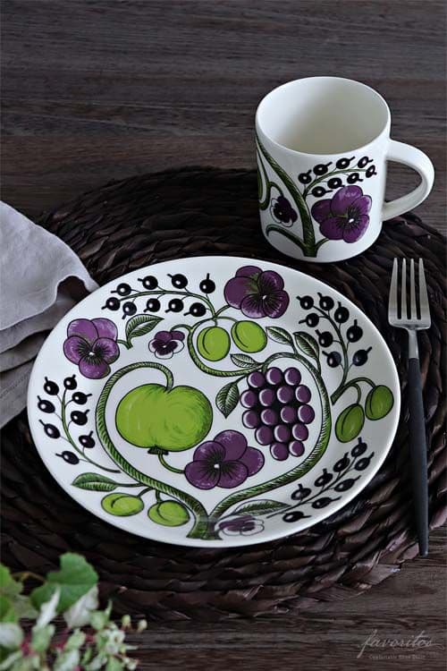 ARABIA パラティッシ イエロー パープル プレート21cm 2枚セット