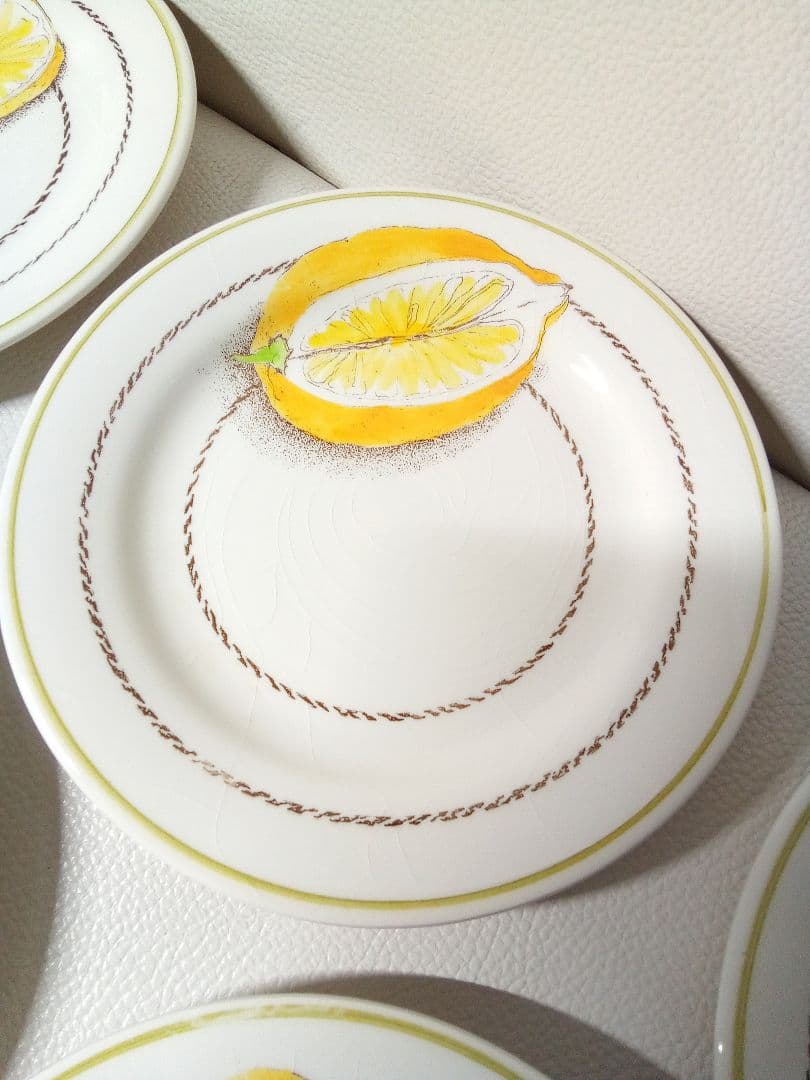 Gien ジアン　レモン　ケーキ皿　アンティーク　希少 な 6枚 セット