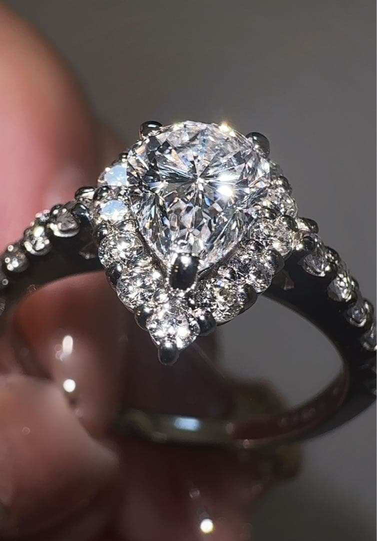 新品✨天然ダイヤ ペアシェイプ 計1.061ct Pt950 リング CGL