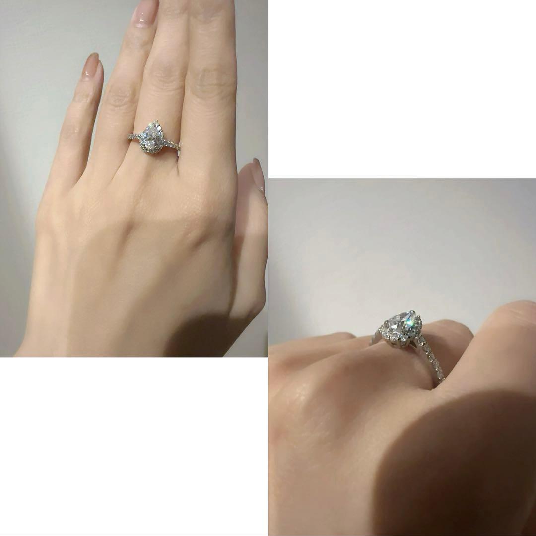 新品✨天然ダイヤ ペアシェイプ 計1.061ct Pt950 リング CGL