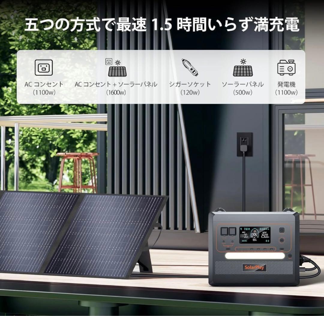 P*e様 SolarPlay 2500W ポータブル電源2300Wh/72000