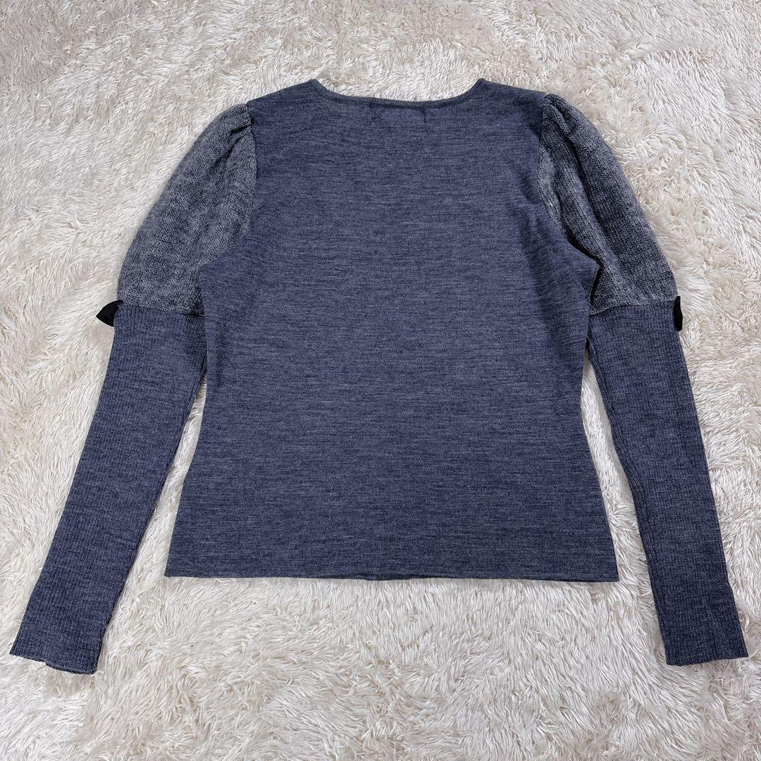 M’S GRACY エムズグレイシー パフスリーブ リボン ニット プルオーバー