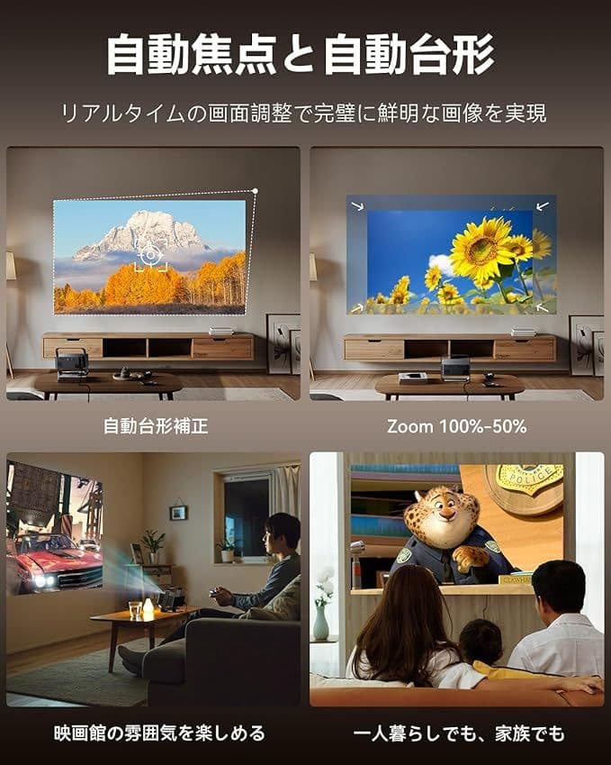 プロジェクター 家庭用 600ANSI 4K対応 フル 天井投影プロジェクター