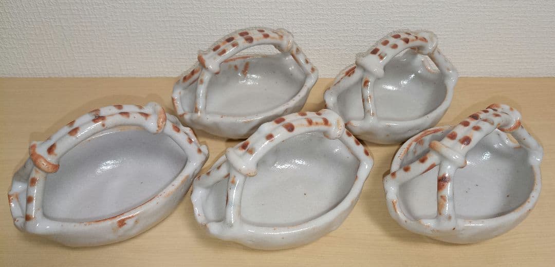 加藤卓男 志野 篭形 向付 新品 5客 セット 箱付き