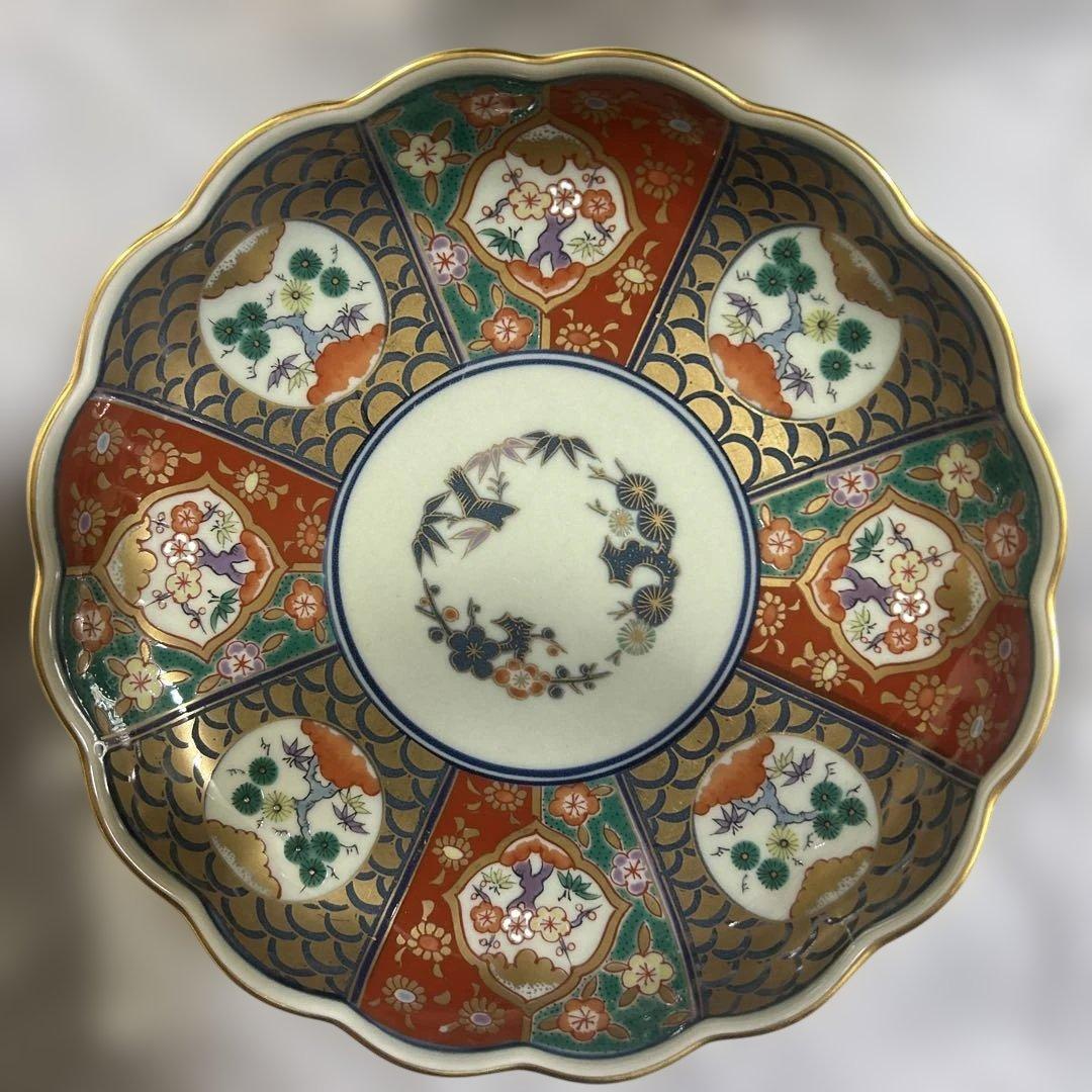 【美品】有田焼 林九郎窯 名工 古伊万里 金彩 色絵皿 5枚