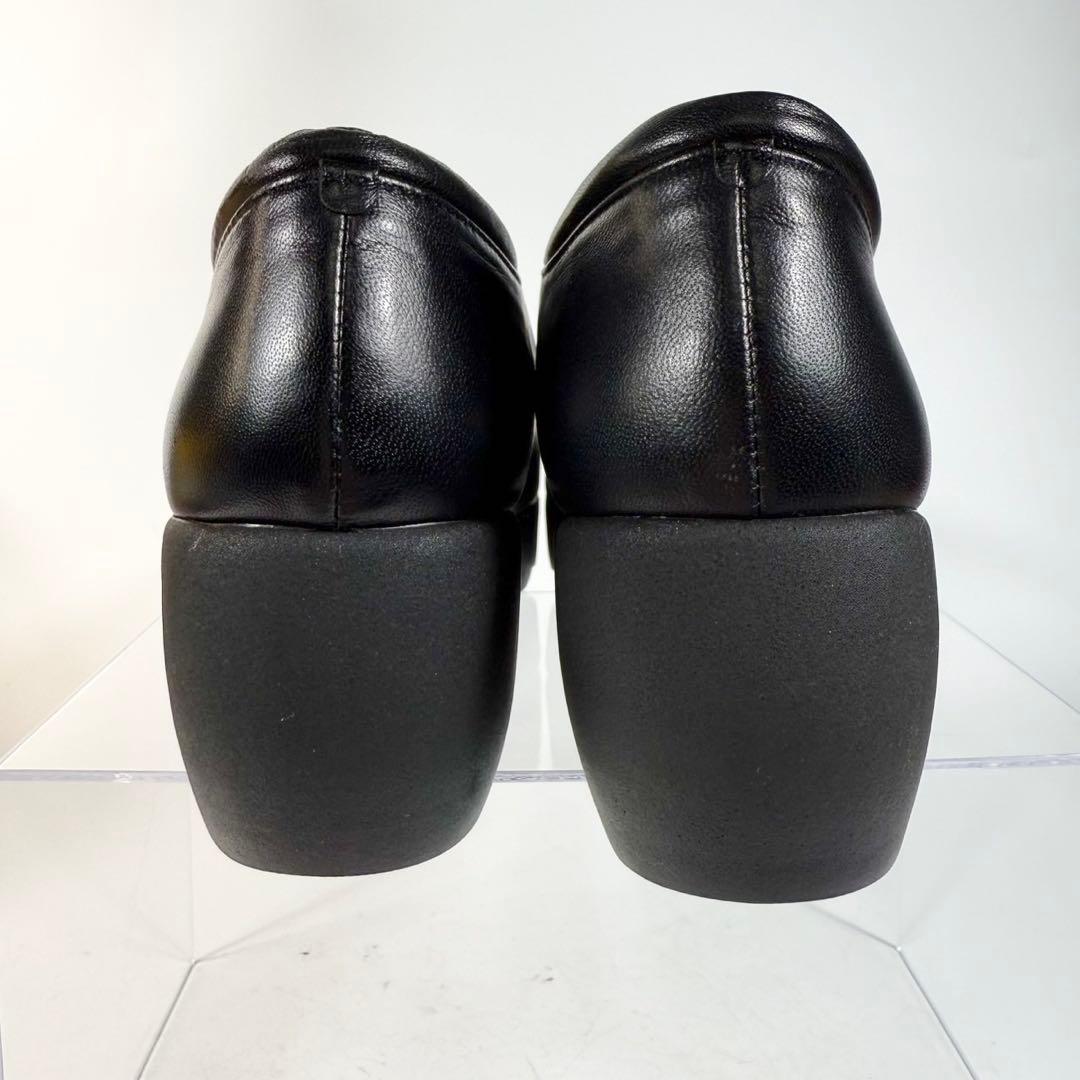 【未使用級】ヒルズアベニュー　パンプス（22）ラメ　ウェーブソール　黒　レザー