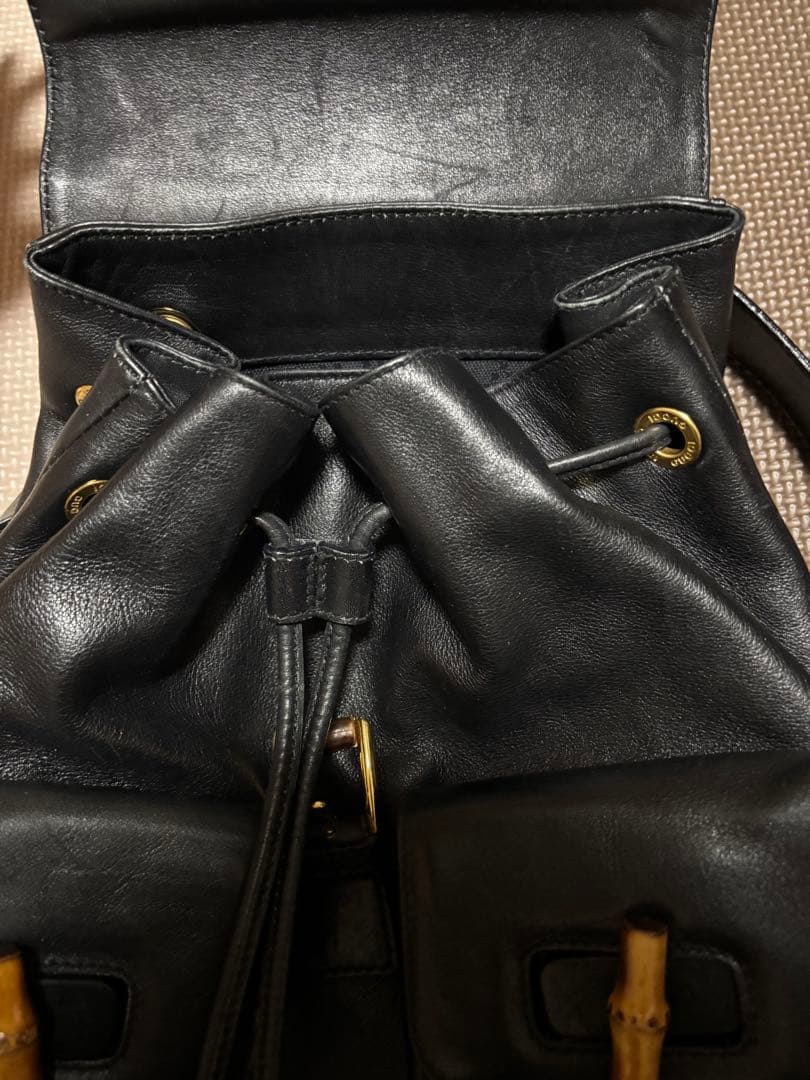 美品　GUCCI バンブー リュック バックパック　黒　レザー