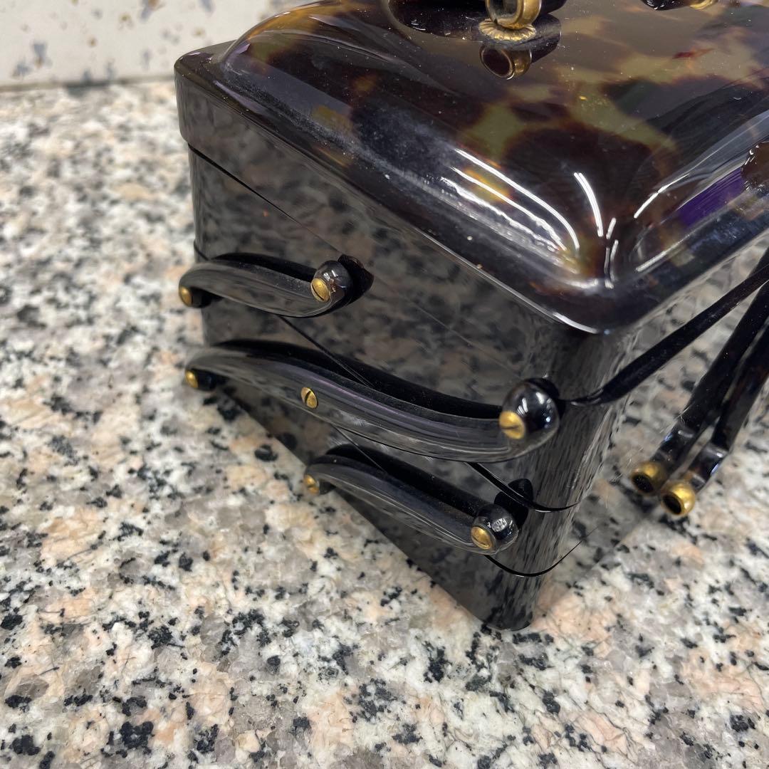 江崎べっ甲店 三段 折りたたみ ジュエリーボックス 宝石箱 ヴィンテージ 格安