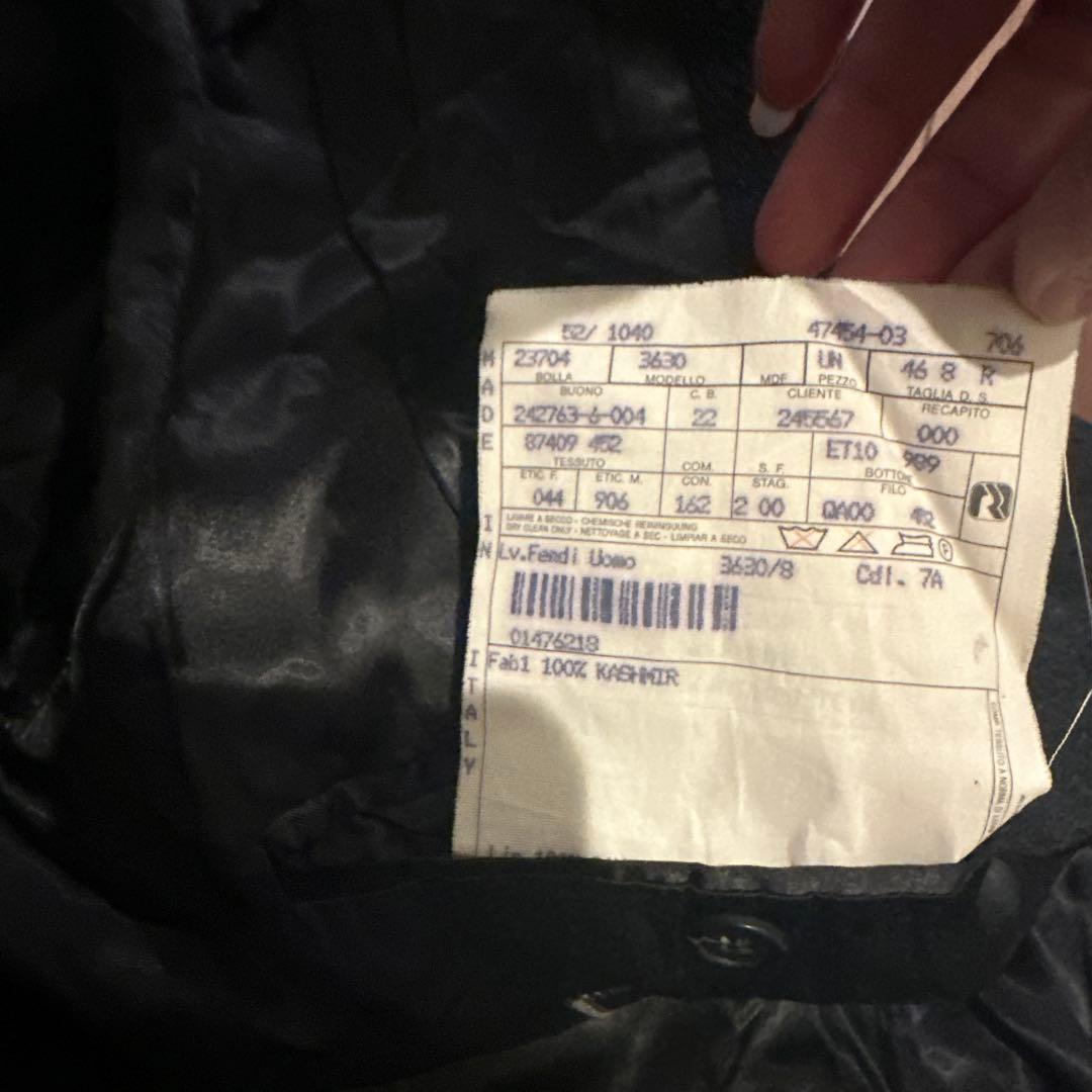 フェンディFENDIダークグレー ステンカラーコート ウール混合