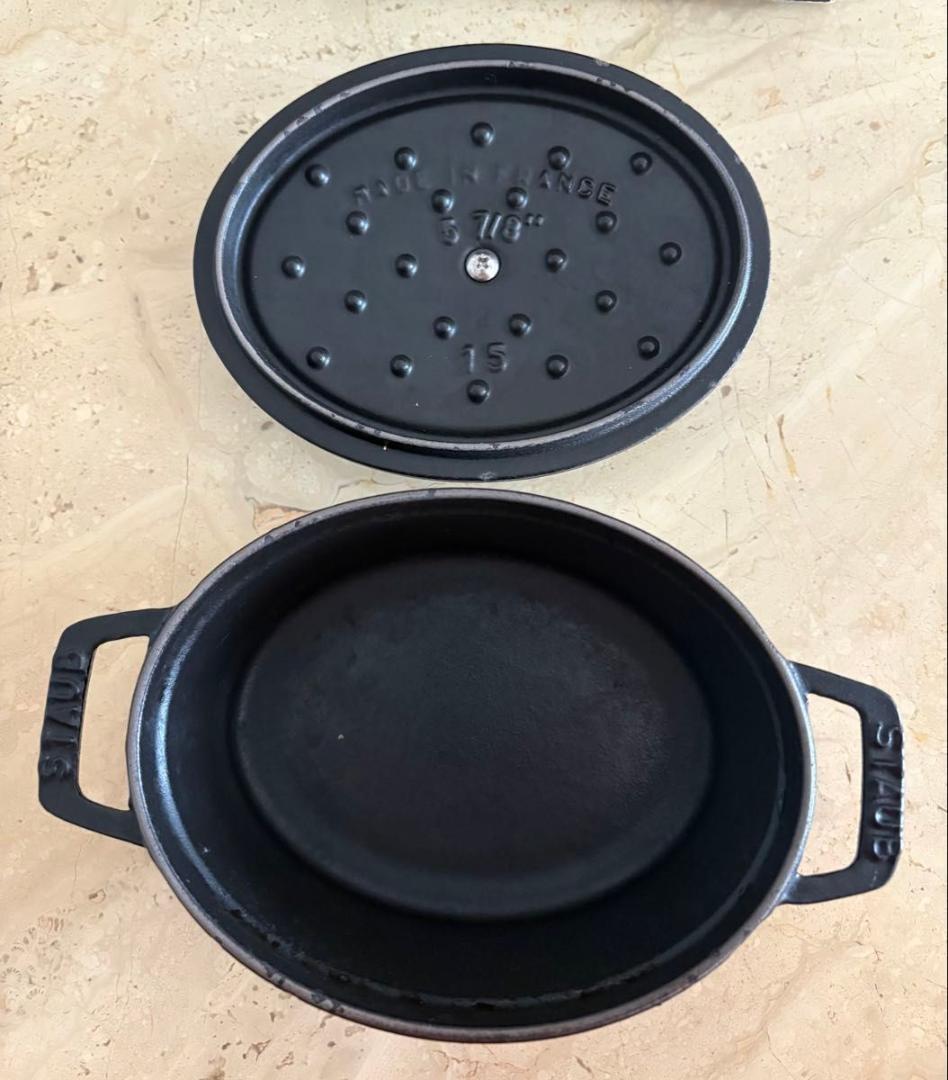 レア◆STAUB ストウブ ココット オーバル 黒 15cm ブラック ピコ