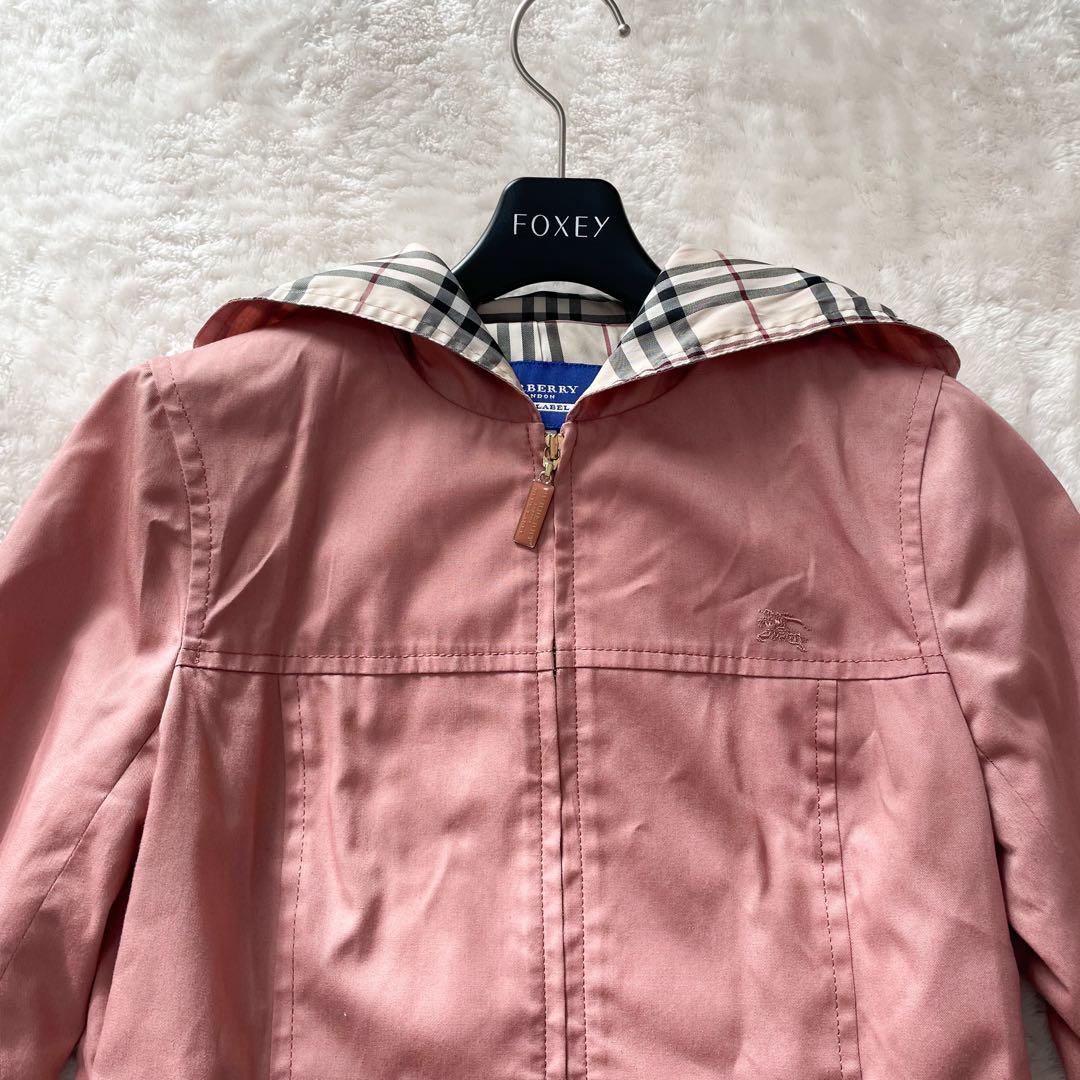 バーバリーブルーレーベル　ジップアップフーデッドジャケット　ノバチェック　ピンク