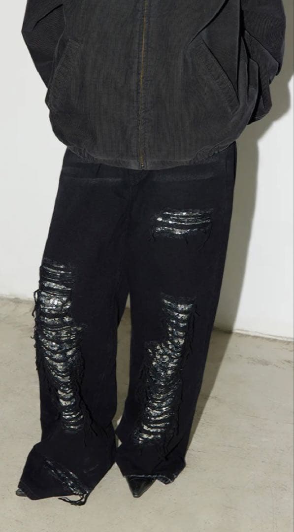 パンツ CONP Washed Sequined Ripped Jeans