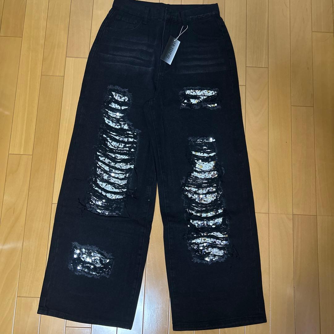 パンツ CONP Washed Sequined Ripped Jeans