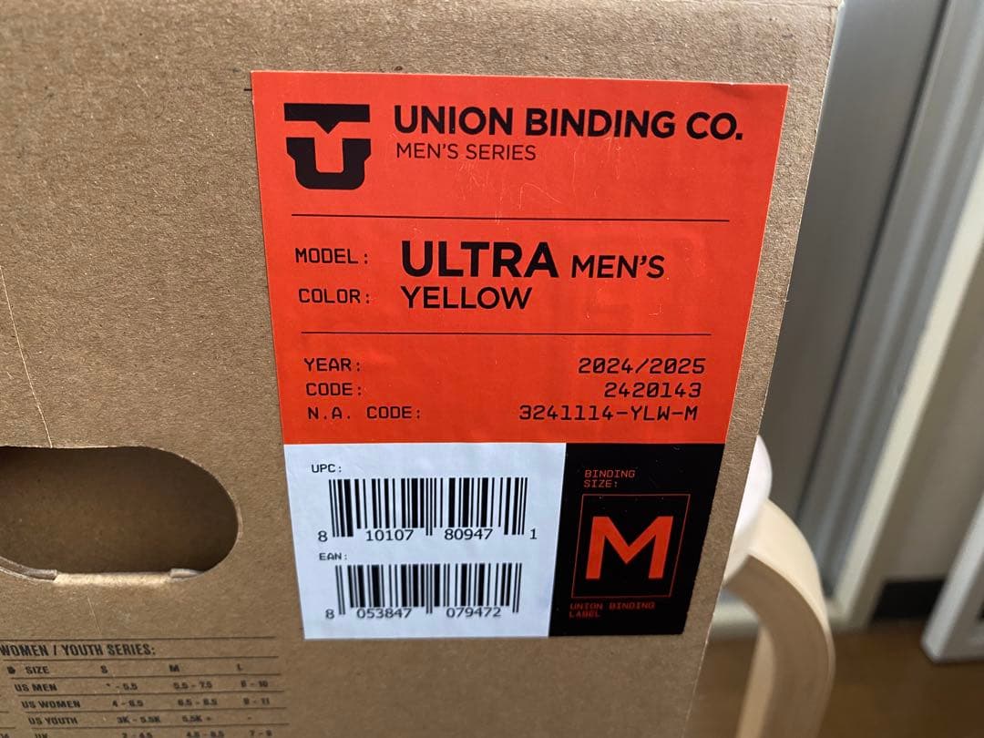 UNIONビンディング24/25ULTRAモデルYELカラーMサイズ
