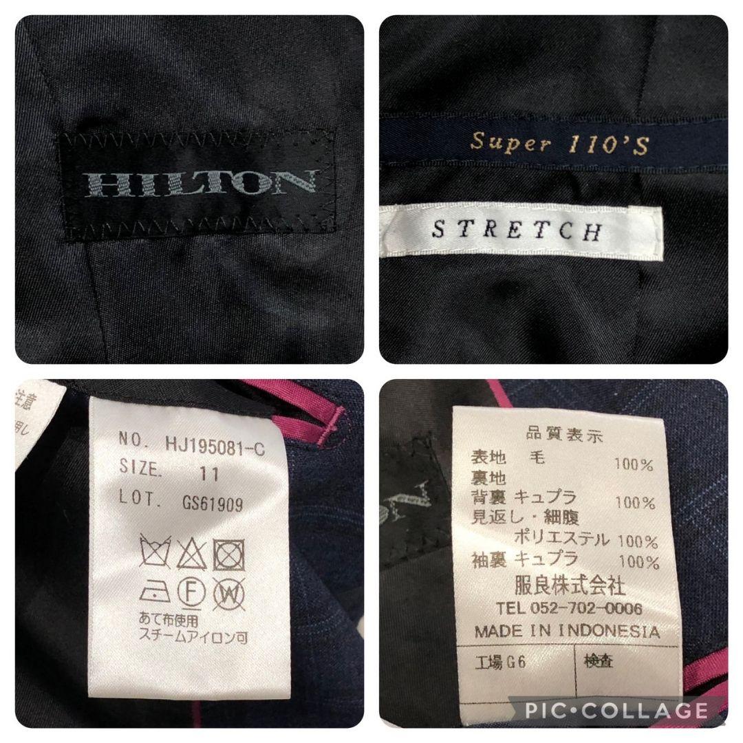 HILTON パンツ スーツ セットアップ チェック ネイビー 11号