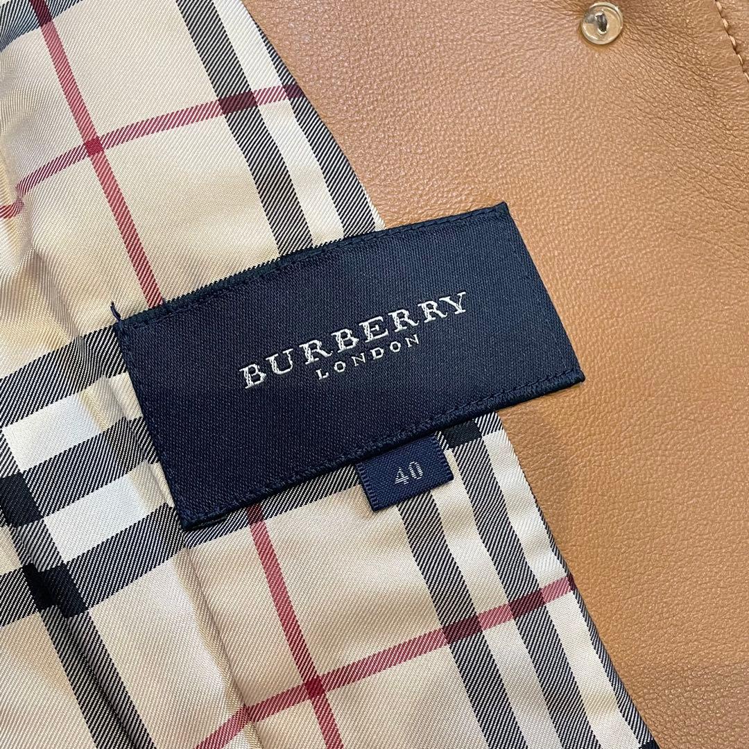 BURBERRY LONDON ノバチェック ラムレザー ジャケット キャメル