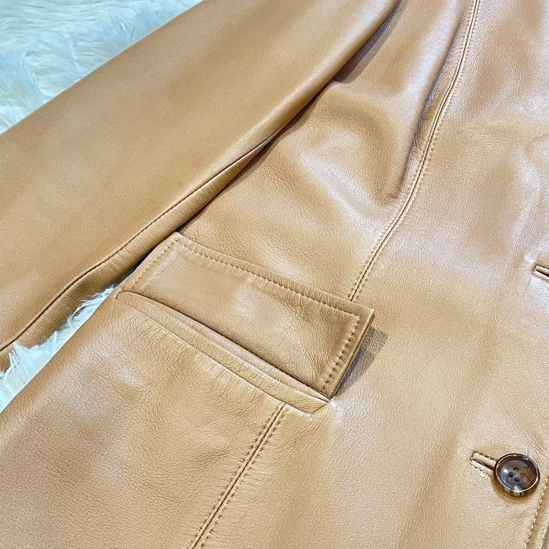 BURBERRY LONDON ノバチェック ラムレザー ジャケット キャメル