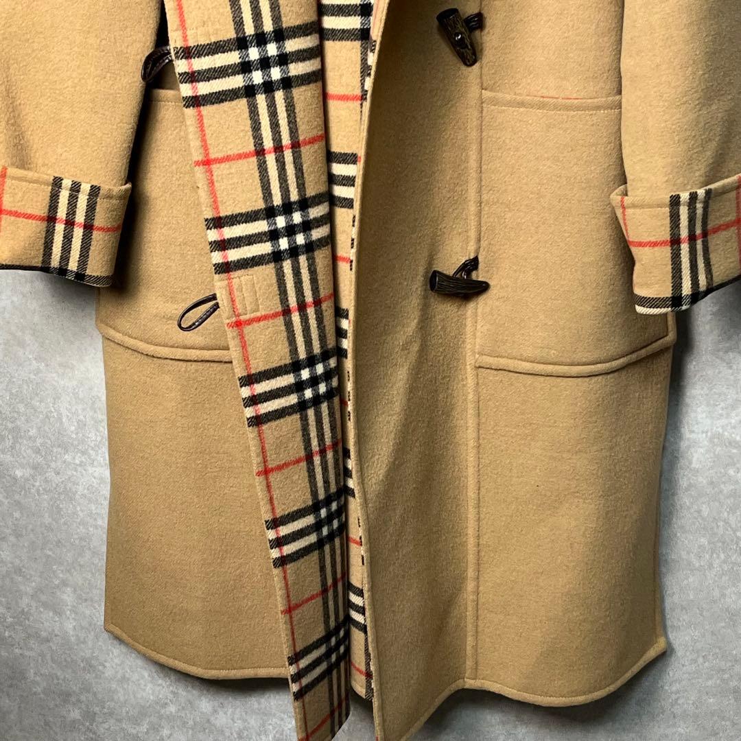 美品　バーバリー ロングコート　ダッフル　カシミヤ混　ノバチェック　キャメル