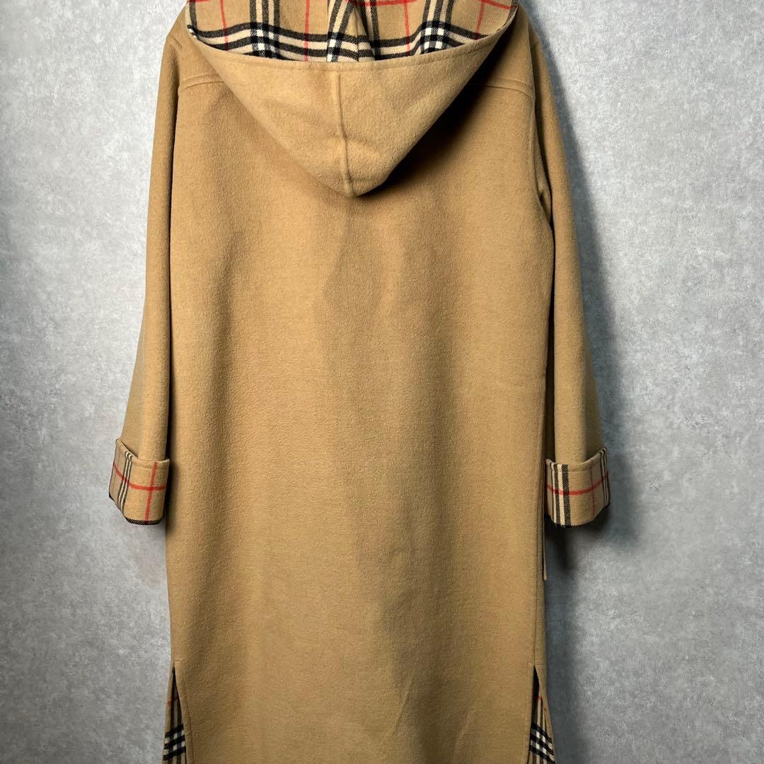 美品　バーバリー ロングコート　ダッフル　カシミヤ混　ノバチェック　キャメル