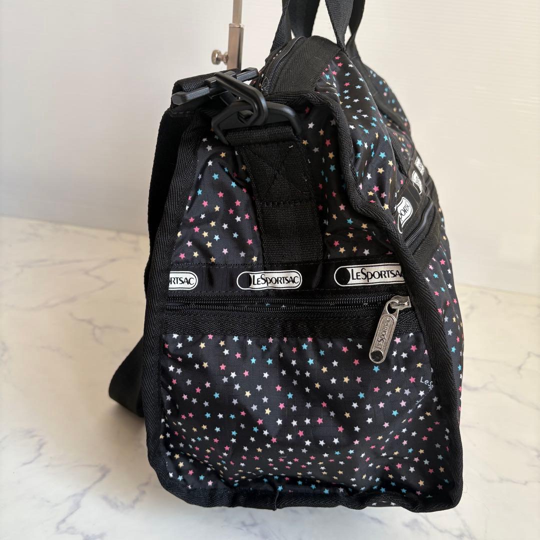 新品 レスポートサック ボストンバッグ 星柄 ブラック ポーチ 鍵付き