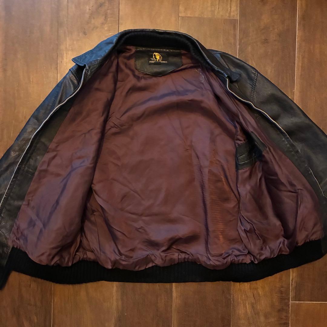 80s vintage MARUYOSHI レザージャケット リブジャン 古着