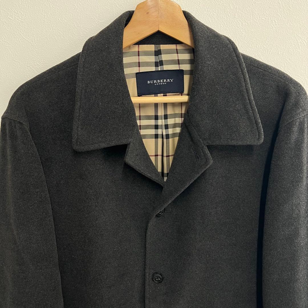 BURBERRY ラムウール コート ダークグレー メンズ L 三陽商会