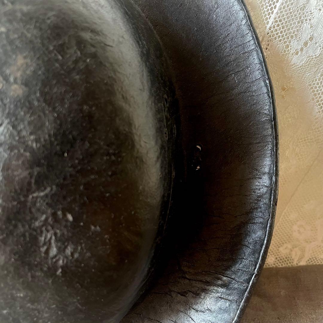 【希少】炭鉱夫帽子　レザーヘルメット　19世紀　フランスアンティーク　コレクター