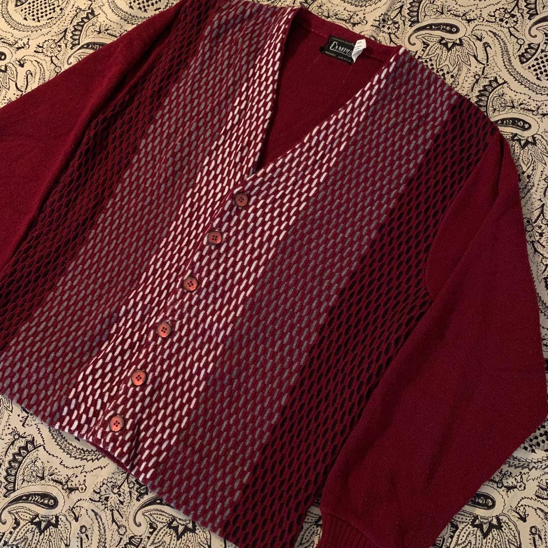 70s【高配色】CAMPUS キャンパス ニット カーディガン ワーク 60s