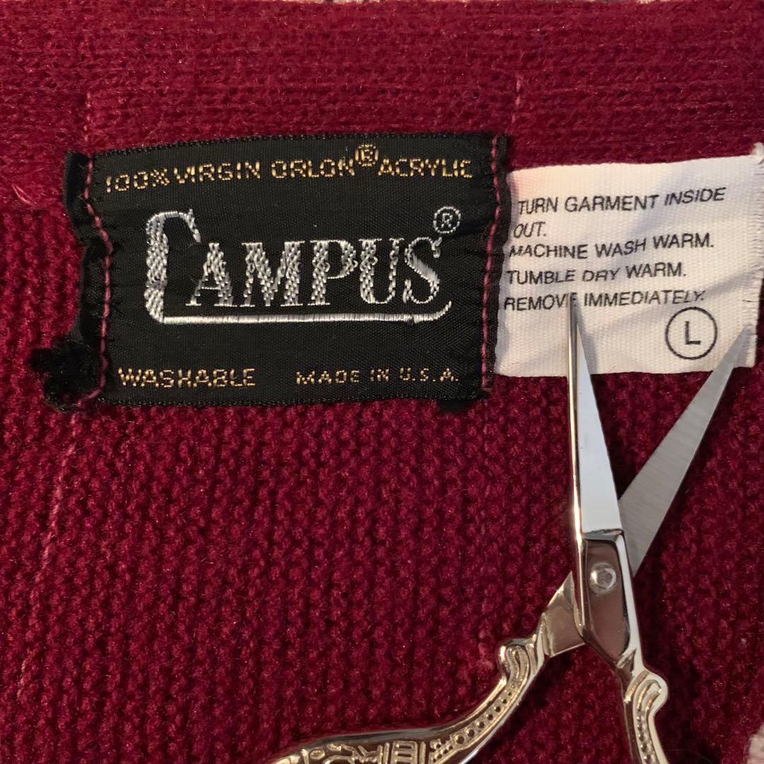 70s【高配色】CAMPUS キャンパス ニット カーディガン ワーク 60s