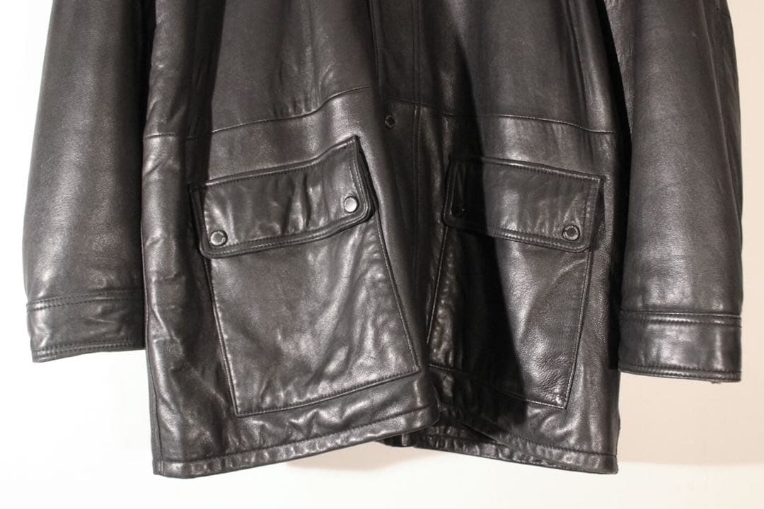 カルバンクライン ラムレザージャケット コートジャケット ロング丈 本革 黒XL