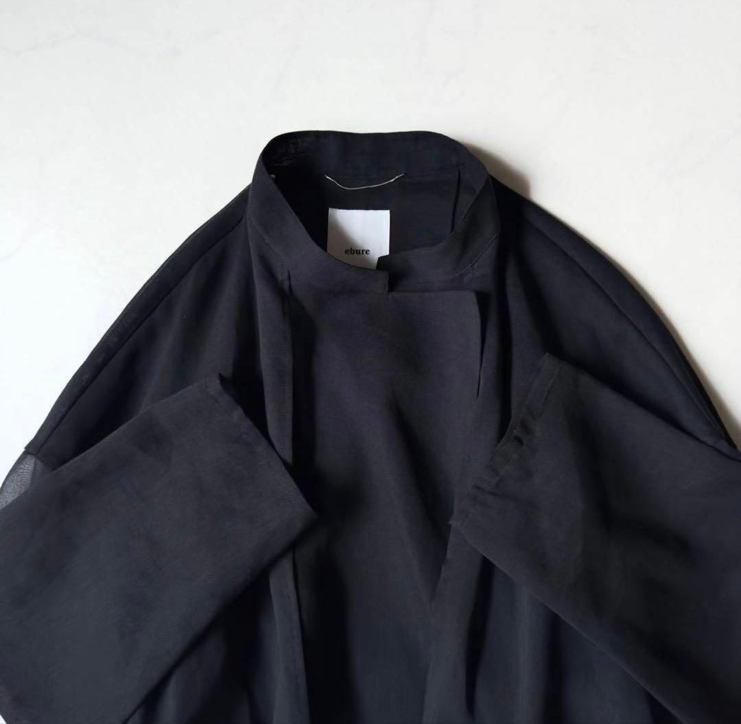 極美品✨️定価5.7万　エブール　ポリオーガンジー ライトロングガウンコート