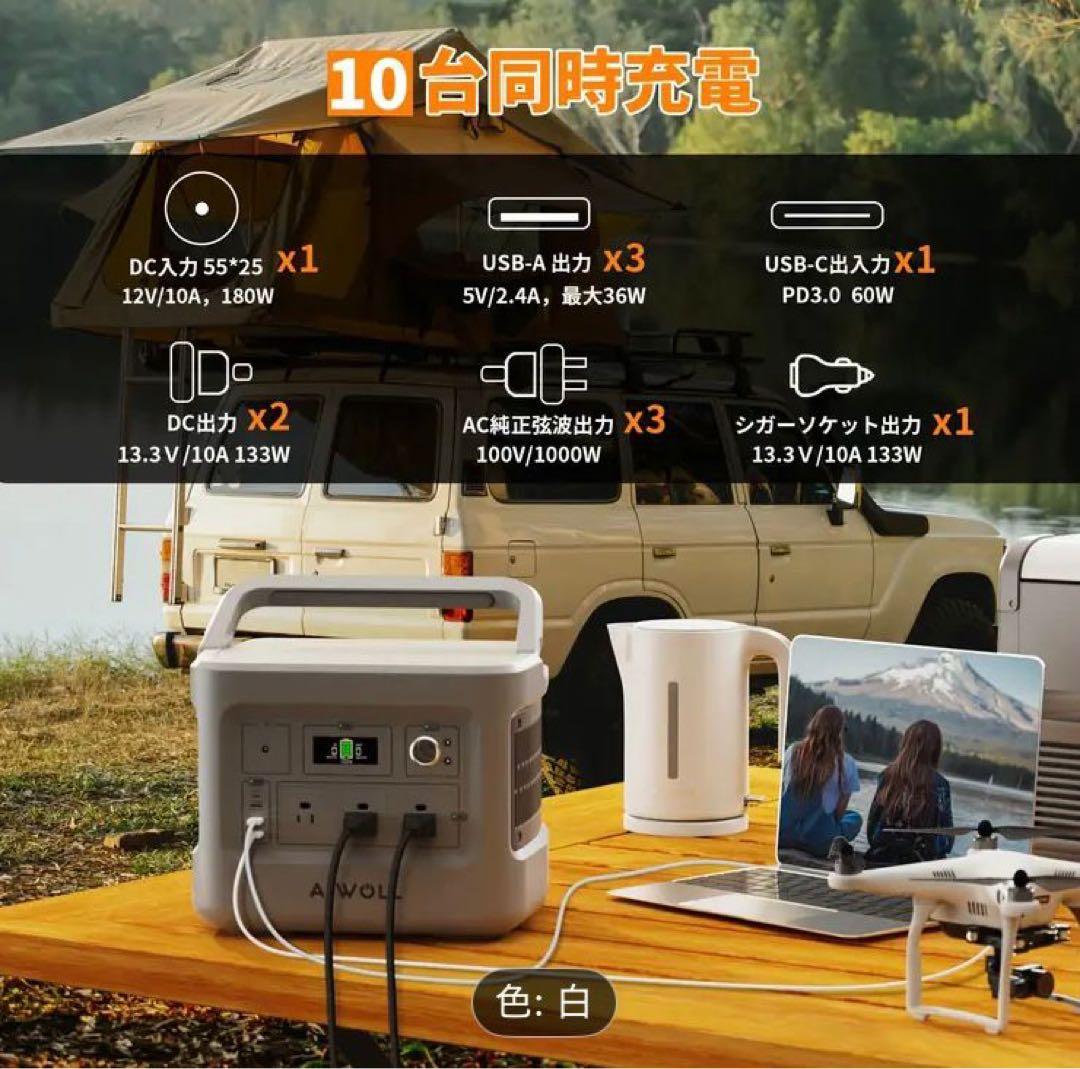 AIWOLxEVOPOW EV1000 ポータル電源 1000W 1024Wh