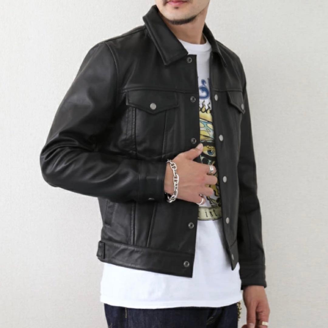 【新品】レザージャケット 本革トラッカージャケット 革ジャンGジャン 924M