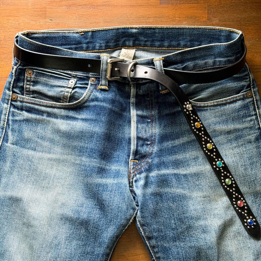 スタッズナローベルトマルチカラー23mm34inch125cm
