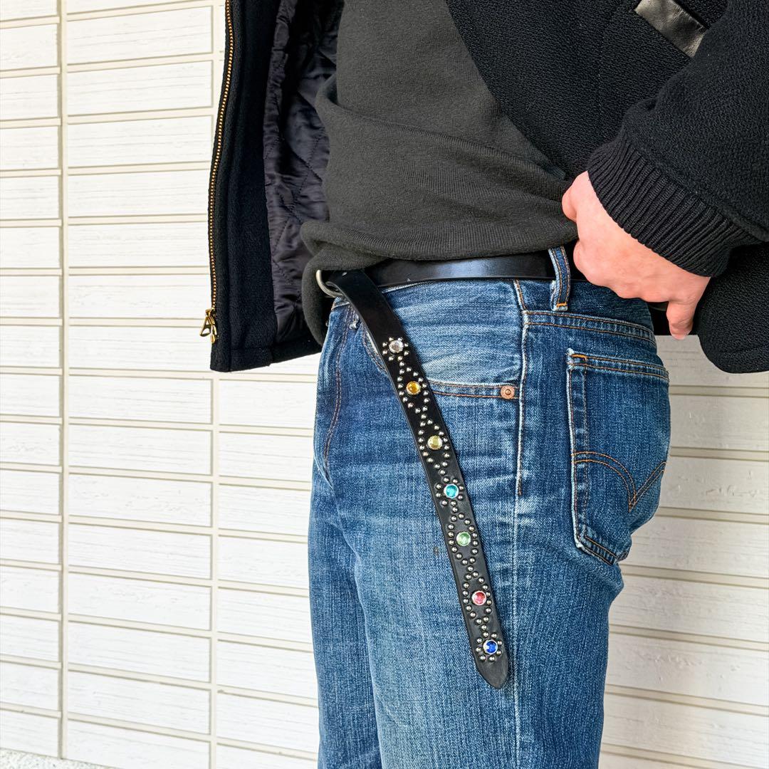 スタッズナローベルトマルチカラー23mm34inch125cm