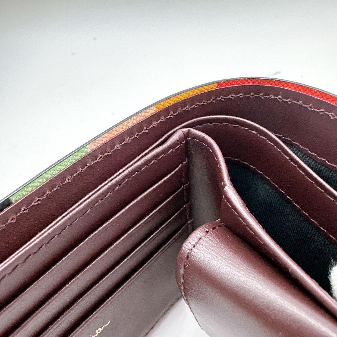 極美品　ポールスミス　アーティスストライプ　二つ折り　財布　メンズ