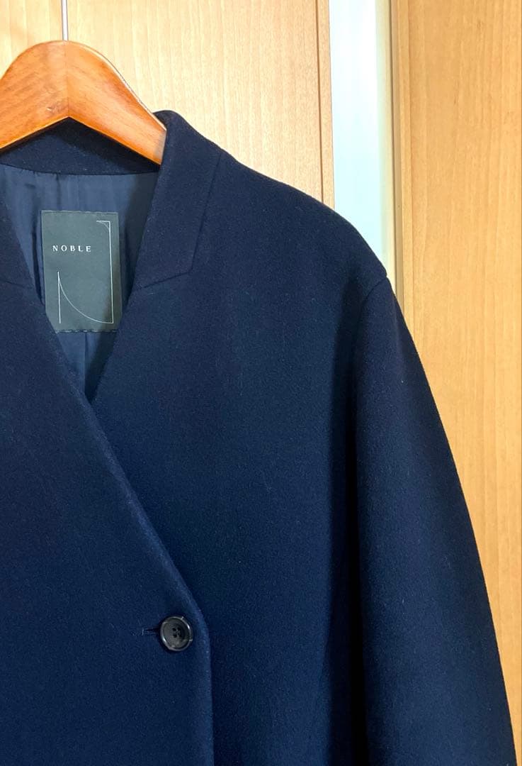 Noble定価53,900円 カシミヤ混MTRチェスターディテールVカラーコート